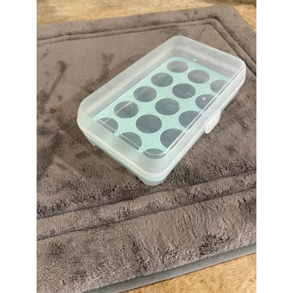 15 Compartment Clear Plastic Egg Holder Box Mint Green Tray
